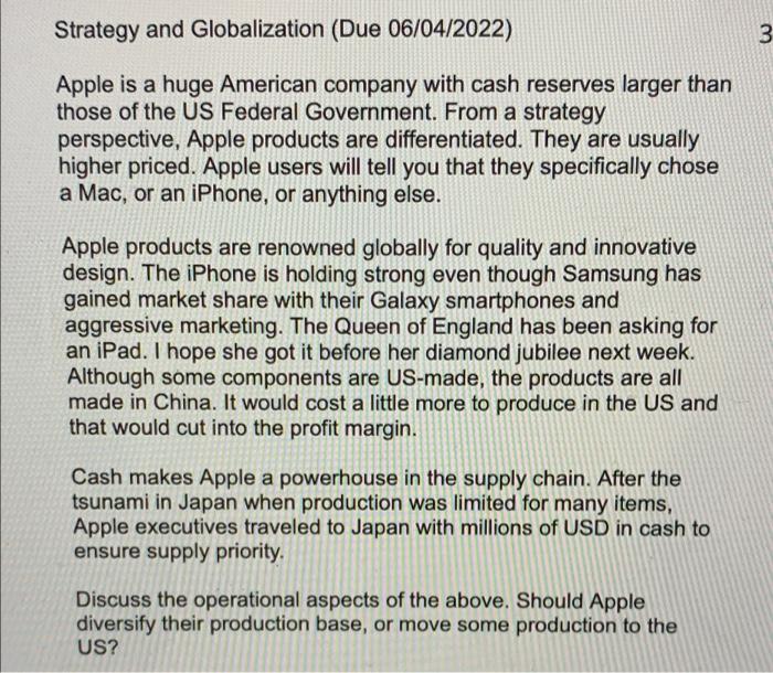 Disscussion post question Strategy and