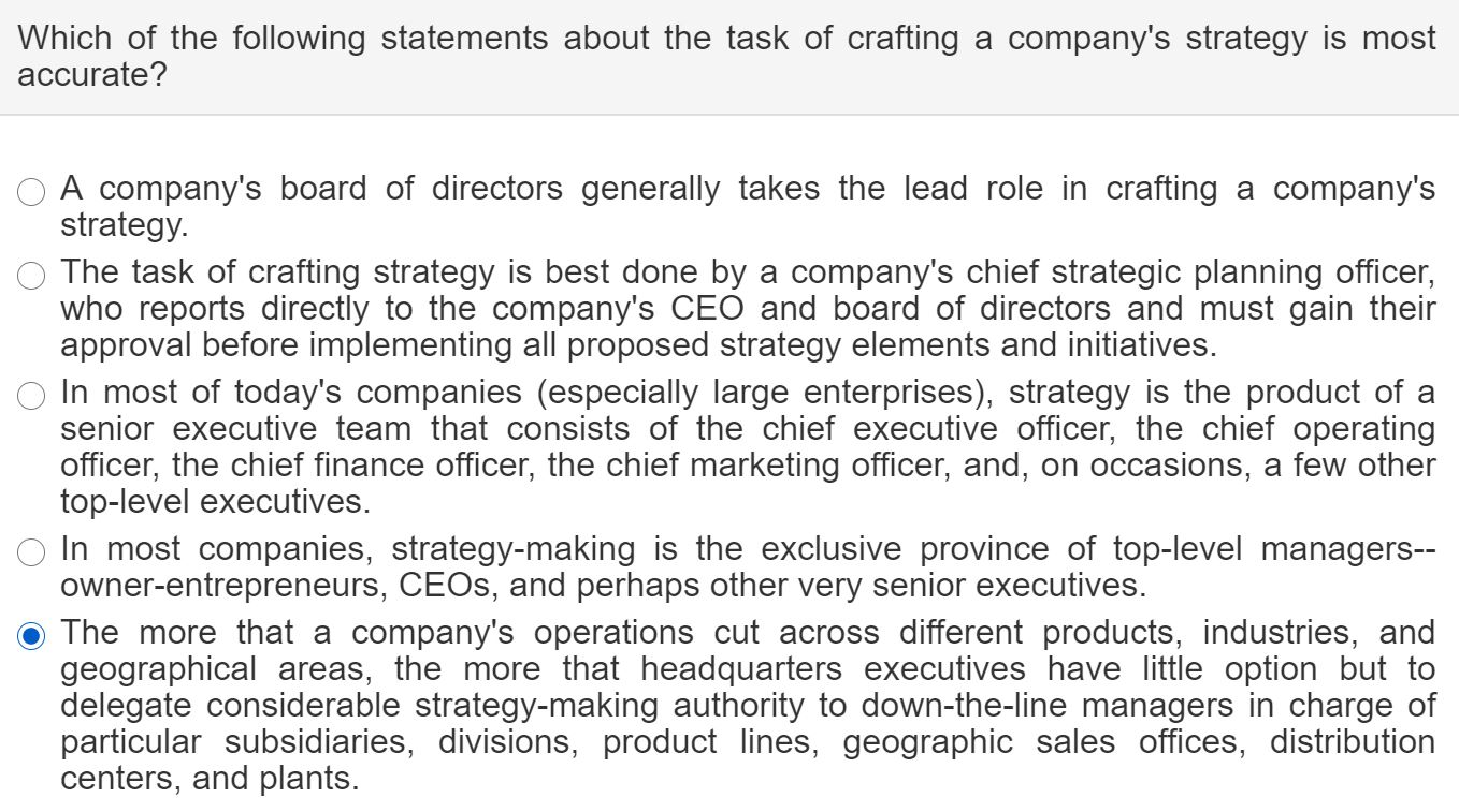 Which of the following statements about the task