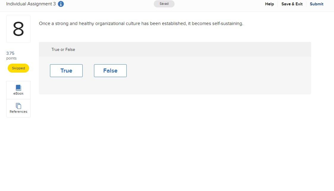 Individual Assignment 3 0 Saved Help Save & Exit