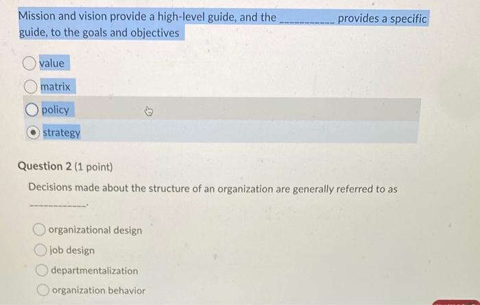 Mission and vision provide a high-level guide,