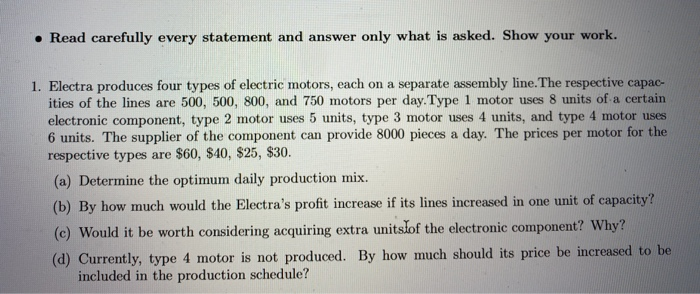 Read carefully every statement and answer only