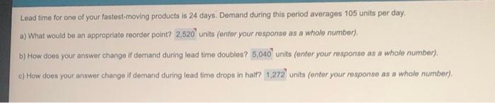 Leadtime for one of your fastest-moving products