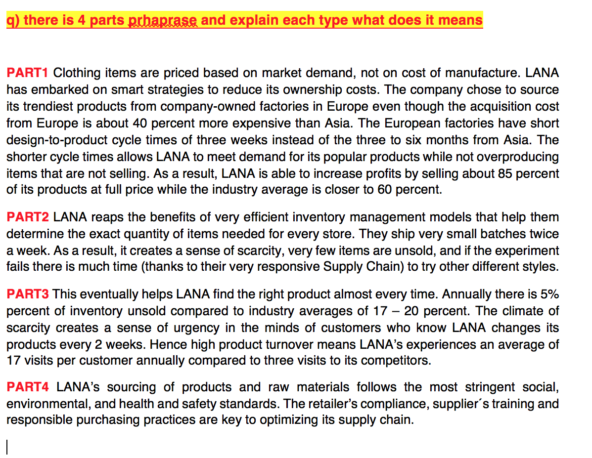 q)their is 4 parts you must paraphrase and