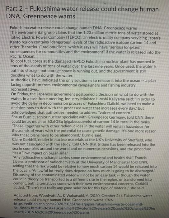 Part 2 - Fukushima water release could change