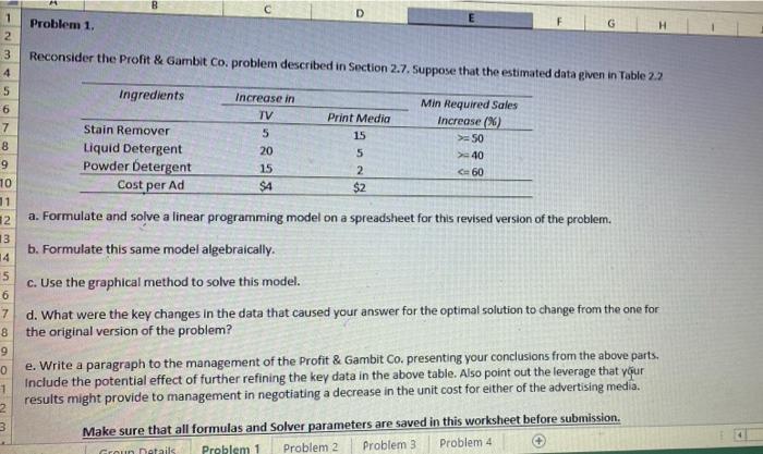 PLEASE FAST B D Problem 1. G 2 3 4 Reconsider the