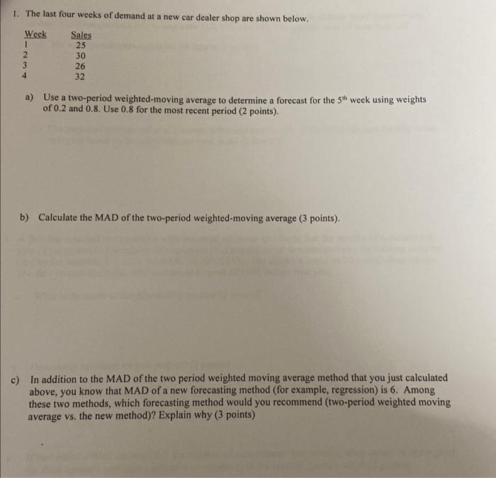 1. The last four weeks of demand at a new car