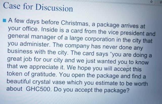 Case for Discussion A few days before Christmas,