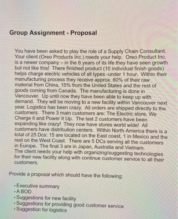 Group Assignment - Proposal You have been asked