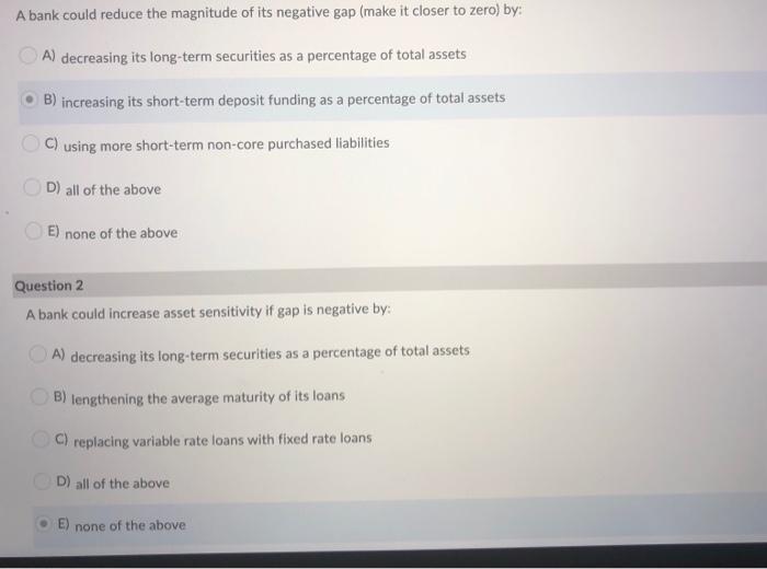 A bank could reduce the magnitude of its negative