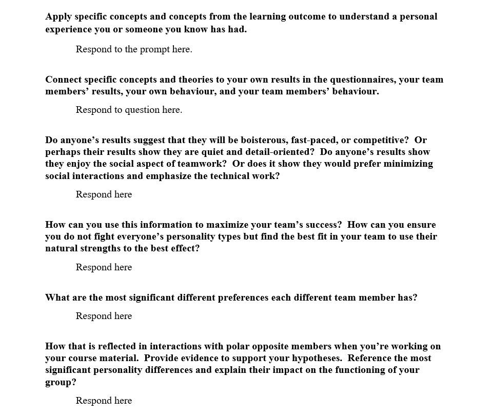 Apply specific concepts and concepts from the