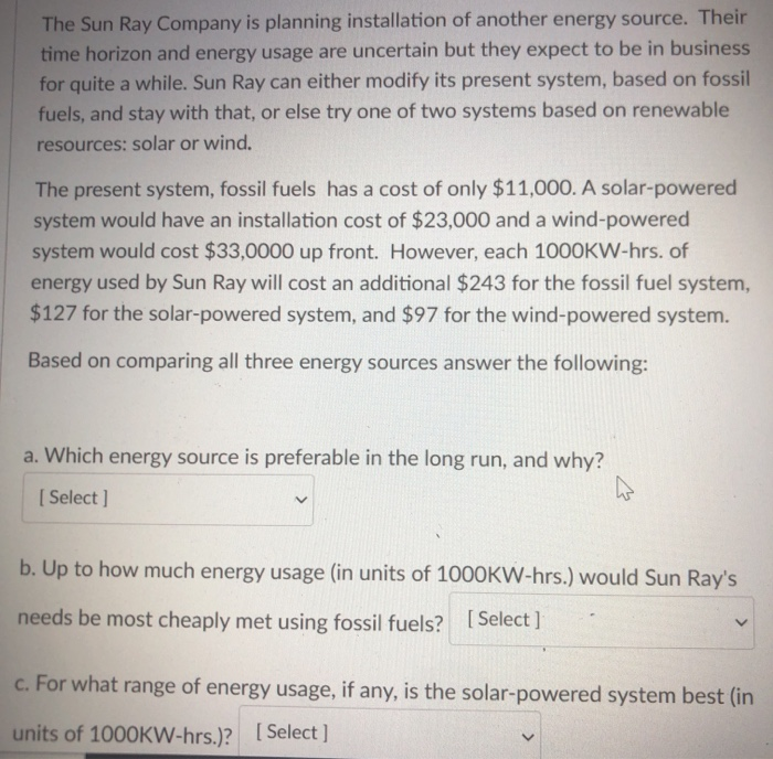 The Sun Ray Company is planning installation of