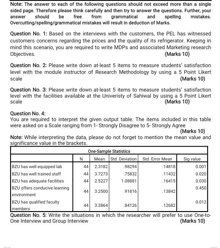 Note: The answer to each of the following