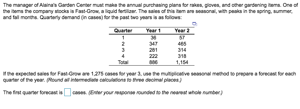 The manager of Alaina's Garden Center must make