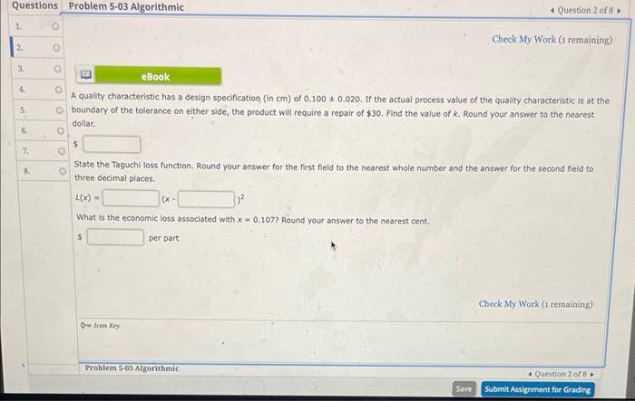 A quality characteristic has a design