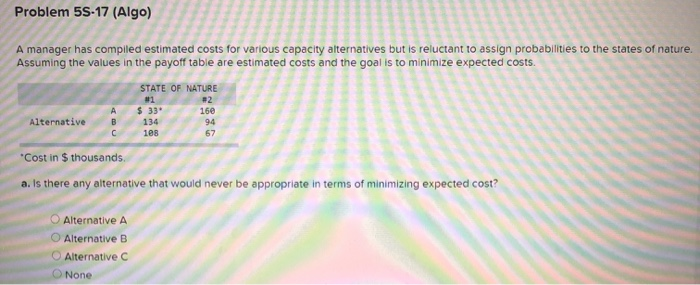 Problem 55-17 (Algo) A manager has compiled