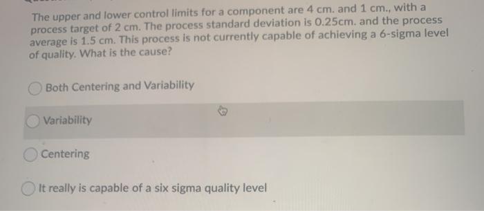 The upper and lower control limits for a