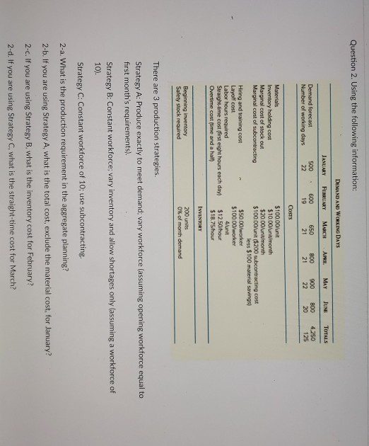 Need help question (2-a. to 2-d). Thank you