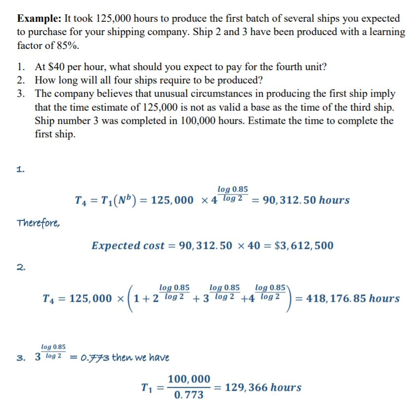 Below is the ship production example: Question