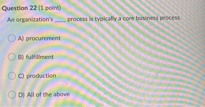 Question 21 (1 point) involves correcting or