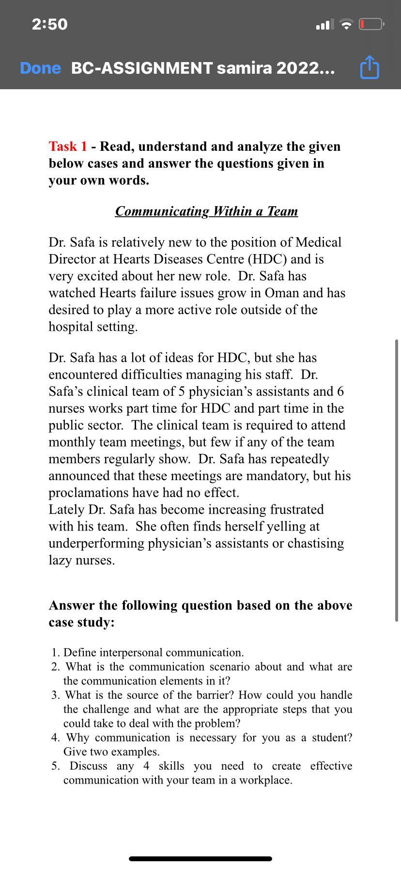 Task 1 - Read, understand and analyze the given