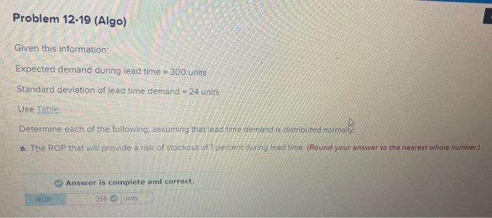 i need the answer to b please Problem 12-19