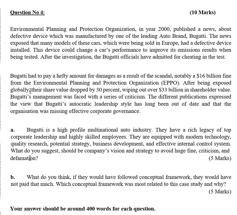 a. Bugatti is a high profile multinational auto