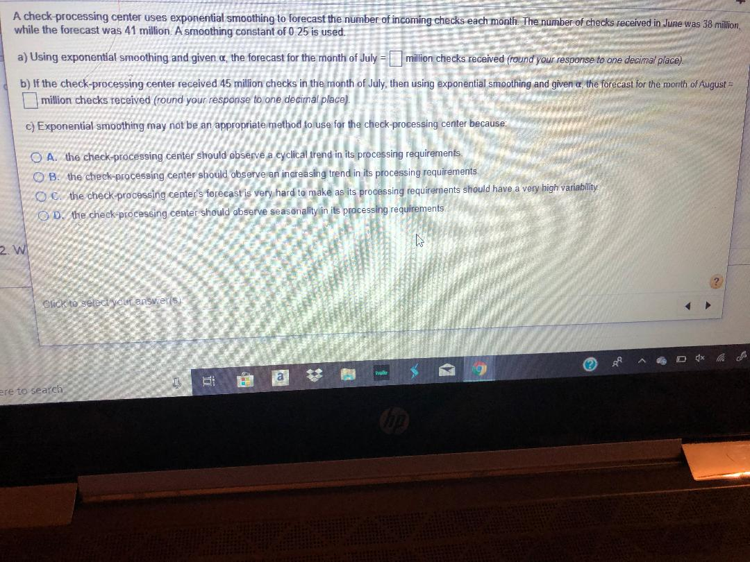 A check-processing center uses exponential