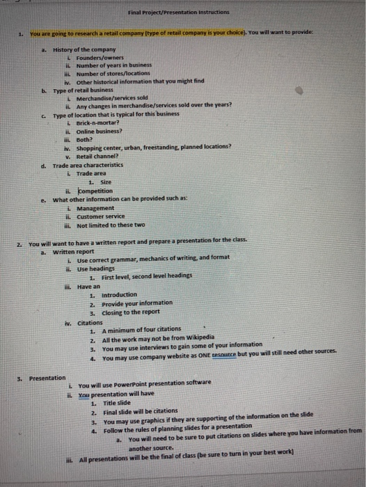 Retailing marketing question Final