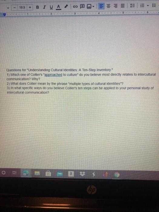 I need help answering these questions 10.5 + BI U