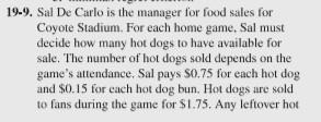 Please answer 19-9. Sal De Carlo is the manager