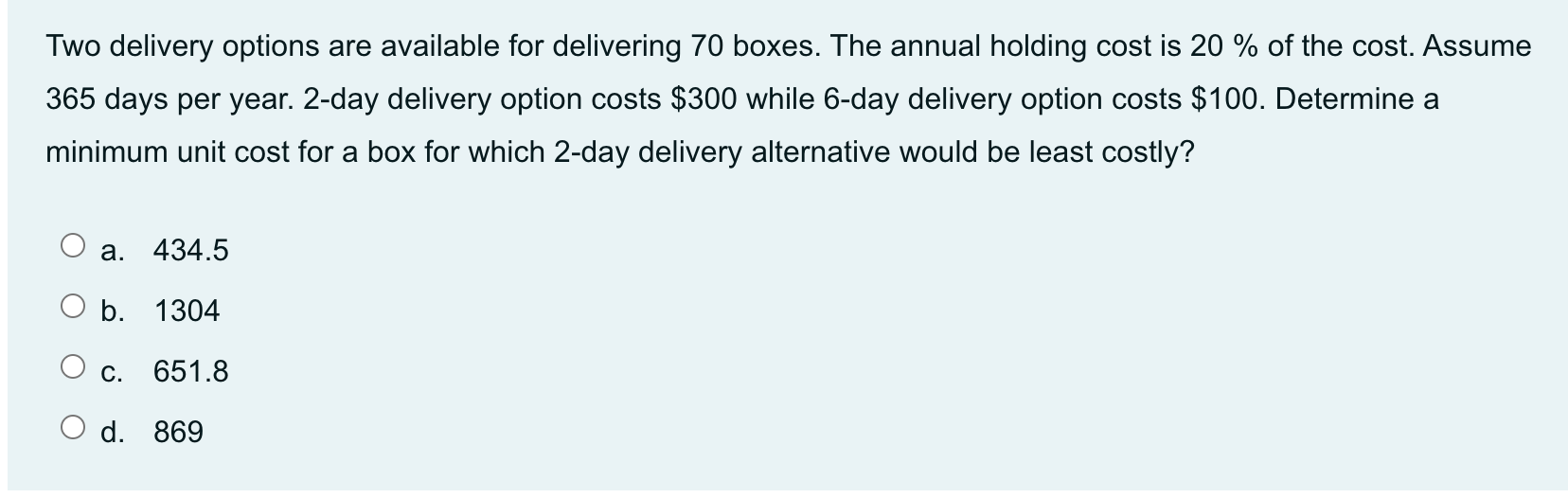 Two delivery options are available for delivering