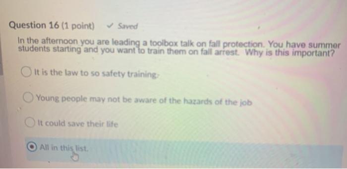 Question 11 (1 point) Saved Once discipline has