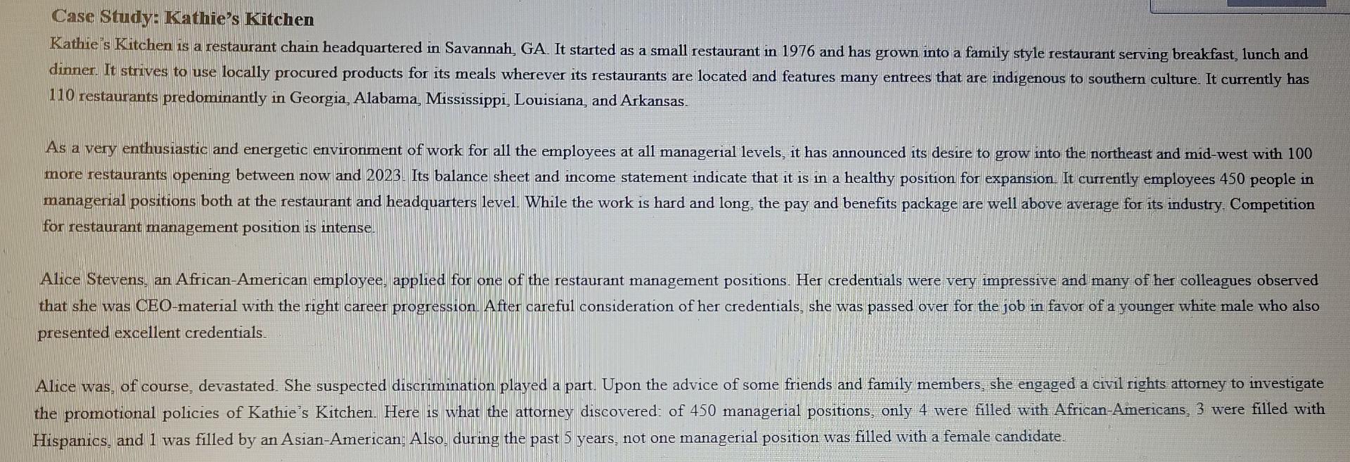 Case Study: Kathie's Kitchen Kathie's Kitchen is