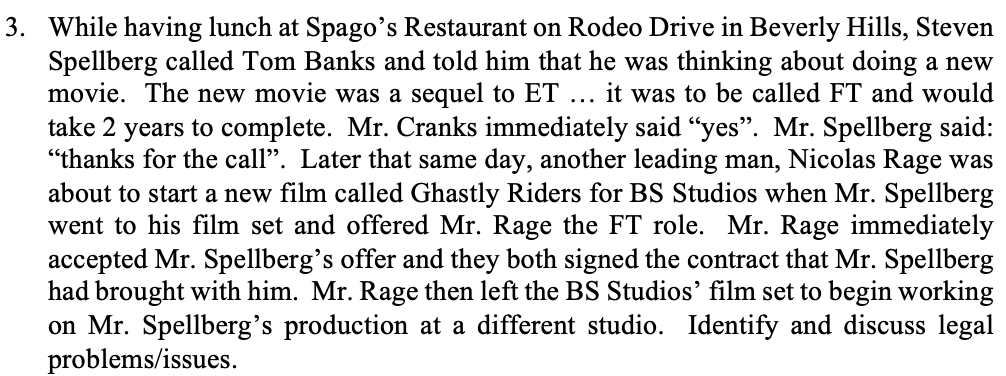 1. state nature of the legal problem (example: