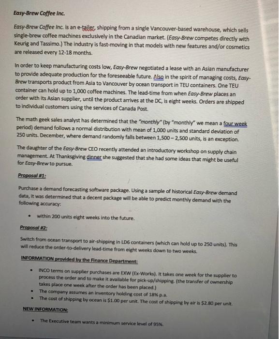 Easy-Brew Coffee Inc. Easy-Brew Coffee Inc. is an