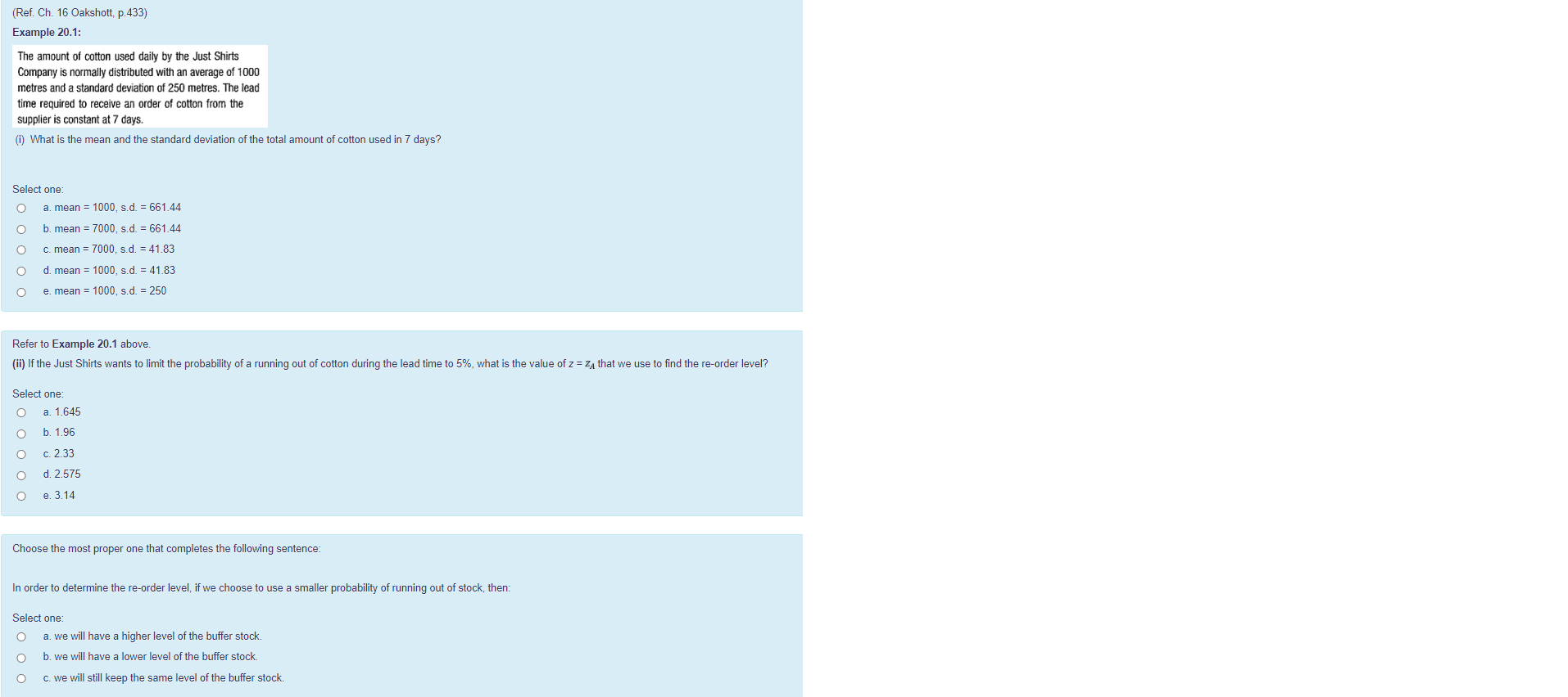 (Ref. Ch. 16 Oakshott, p.433) Example 20.1: The