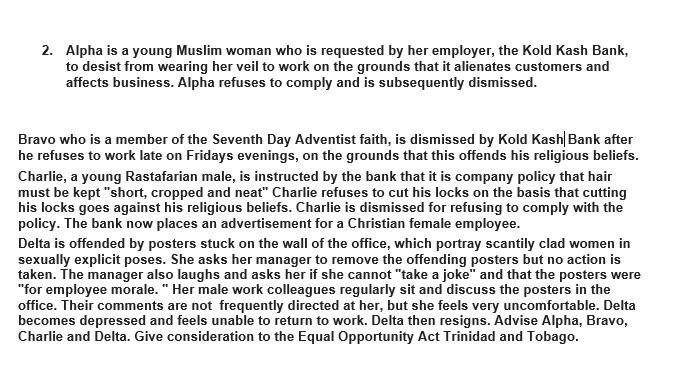 Labour Relations - Discrimination 2. Alpha is a