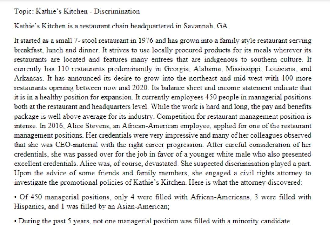 Topic: Kathie's Kitchen - Discrimination Kathie's