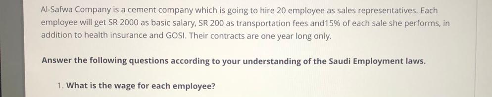 Business law class Al-Safwa Company is a cement