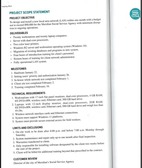 maping Risk mo . PROJECT SCOPE STATEMENT PROJECT