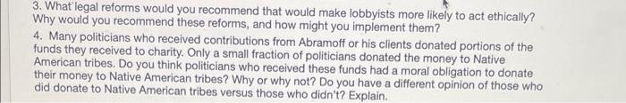 3. What'legal reforms would you recommend that