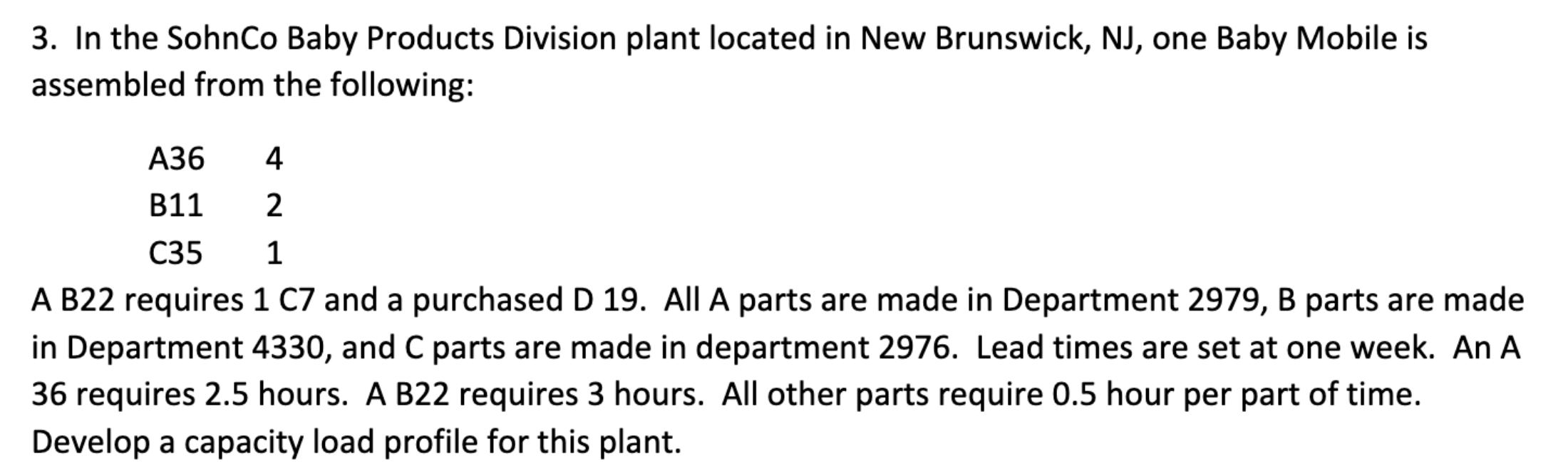 3. In the SohnCo Baby Products Division plant