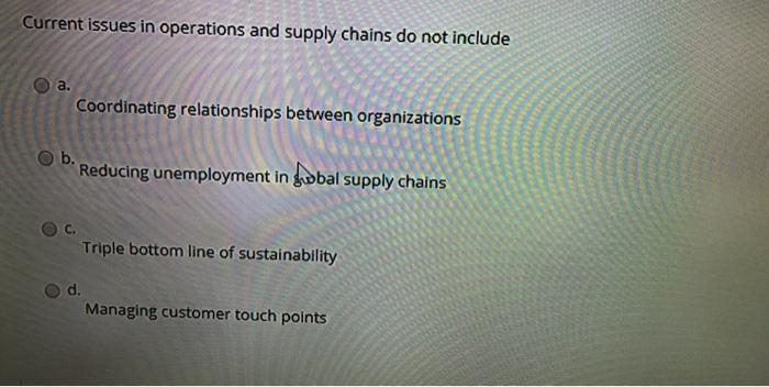 Current issues in operations and supply chains do