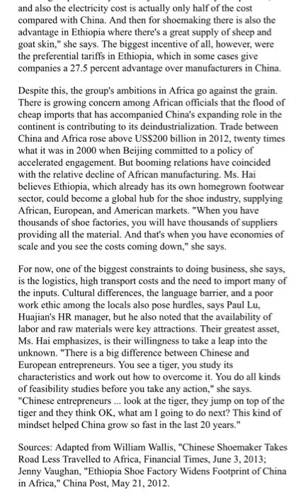 Case 3.1. Chinese are moving to Africa to make