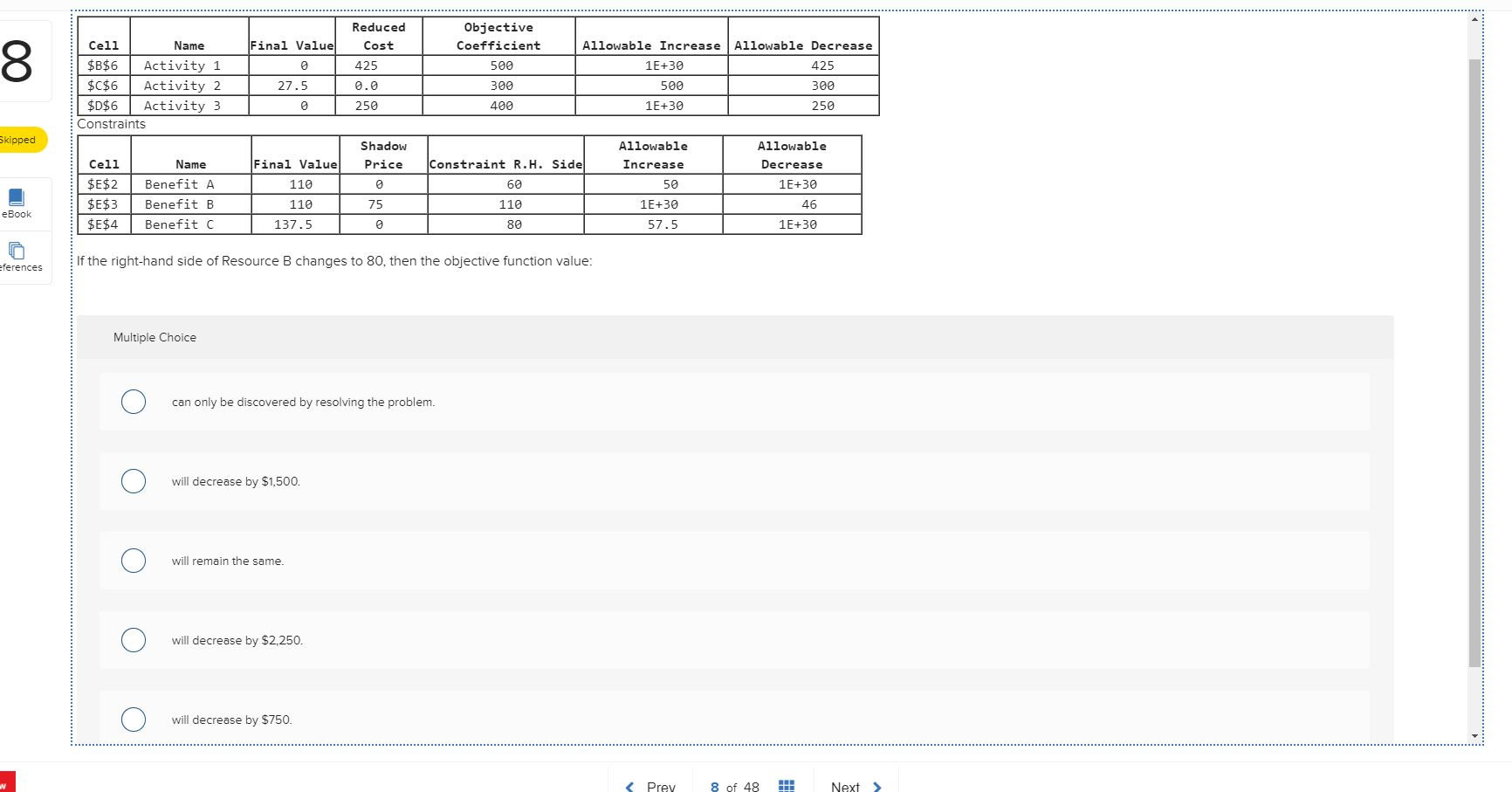 Reduced Cost Final Value Allowable Increase 00