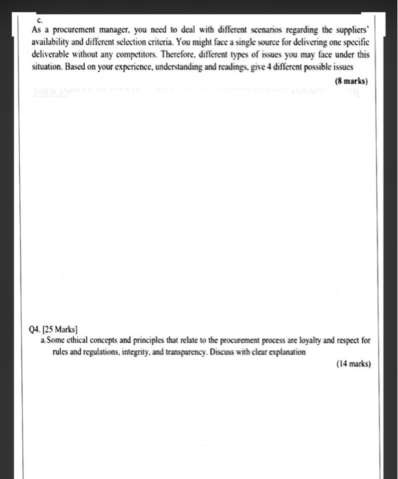 As a procurement manager, you need to deal with