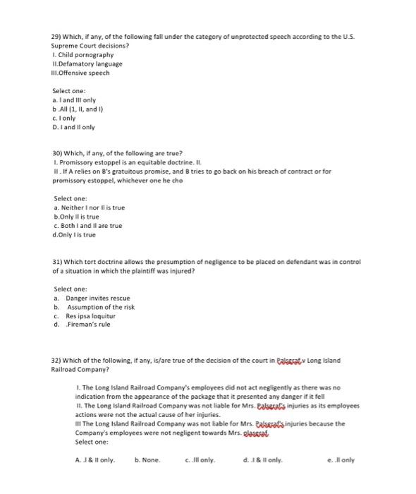 solve all answer please 29) Which, if any, of the