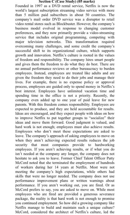 Section C (Case Study) (05 marks) Founded in 1997