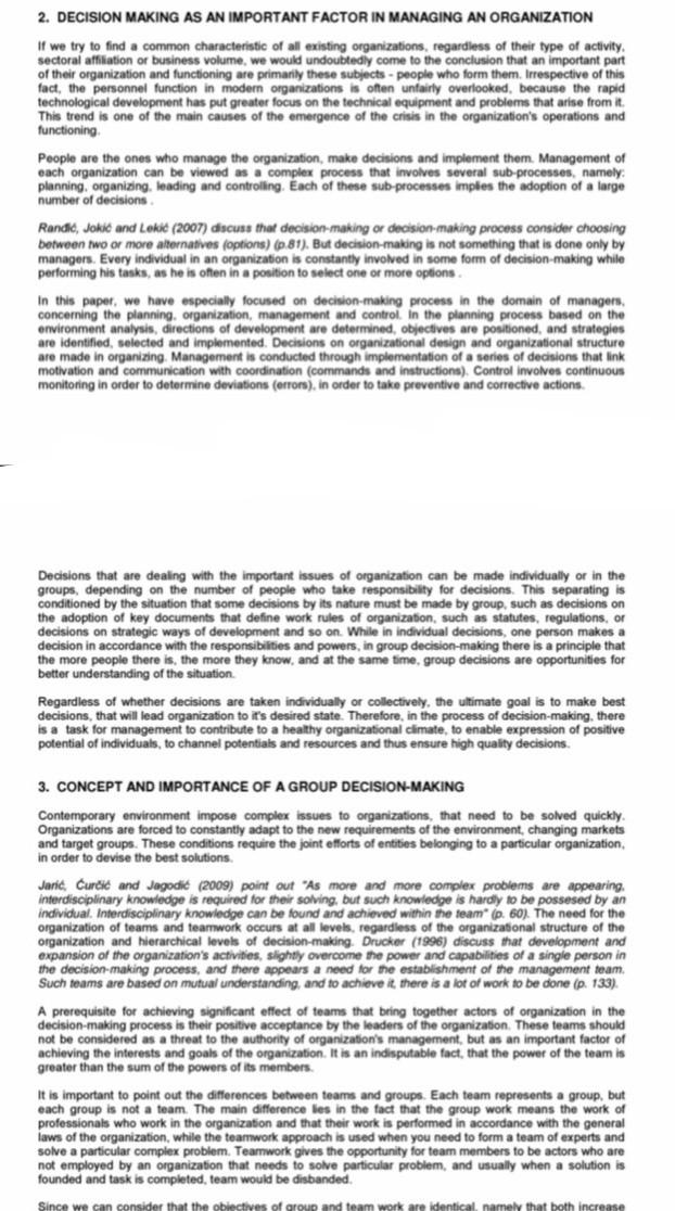 plz giveconclusion 2. DECISION MAKING AS AN