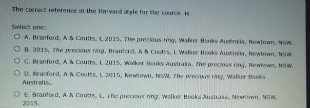 The correct reference in the Harvard style for